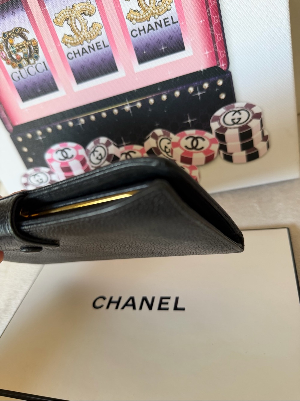 CHANEL Vintage Black Leather CC Logo Long Wallet - Picture 10 of 14
